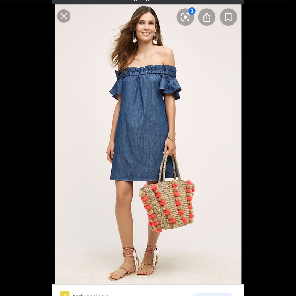 Anthropologie denim off-the-shoulder dress
